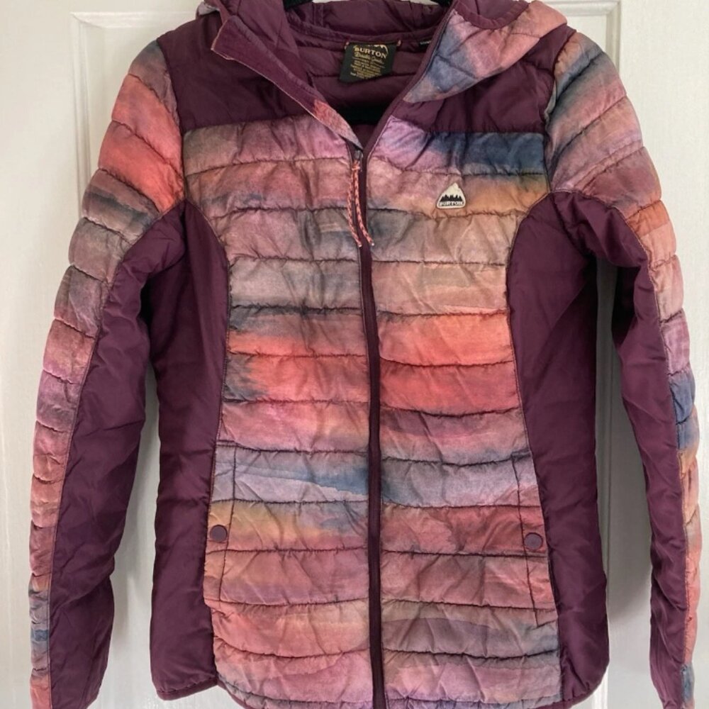 Burton Dhaka Puffer Jacket Full Zip Hood Women’s Small Living Lining Snowboard